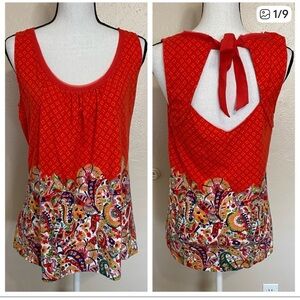 AKEMI+ KIN Women’s Orange Paisley Tie-Back Tank Top Size: L